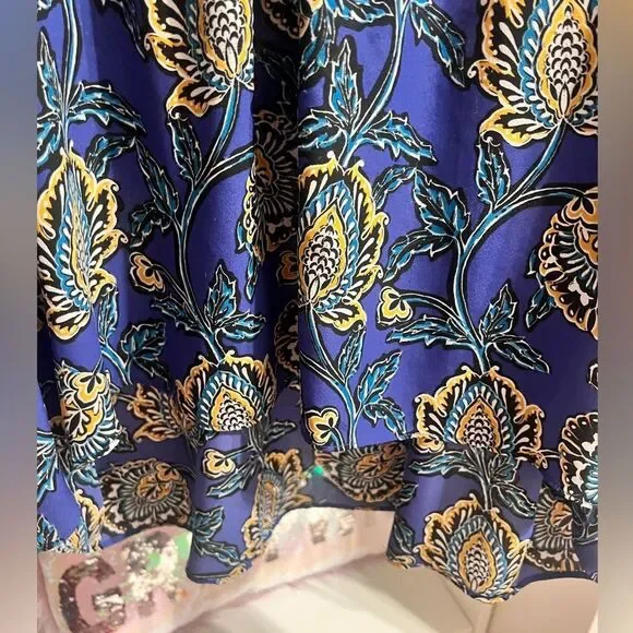 🛍️ Women’s blue yellow floral 3/4” sleeve pullover high low blouse plus size 2X - Picture 7 of 7